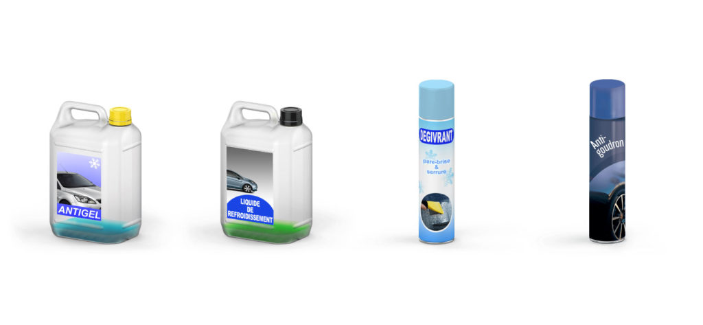 DDS véhicule : lave glace antigel, liquide de refroidissement, dégivrant, anti-goudron