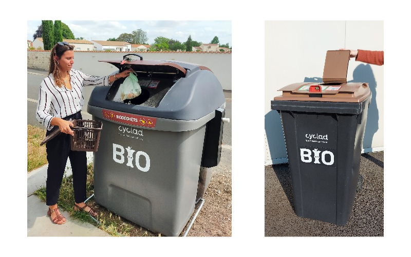 borne et bac de tri des biodéchets Cyclad